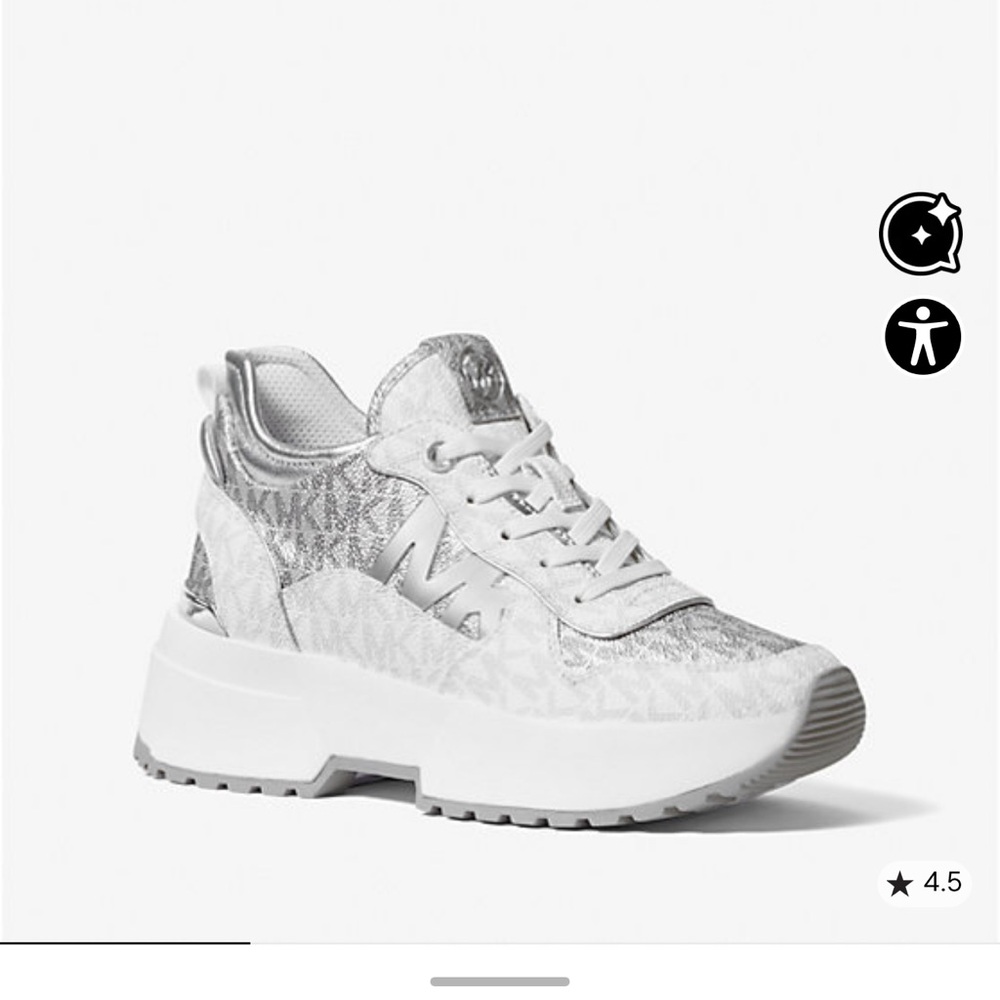 Michael Kors Silver and White Sneakers - Picture 5 of 6